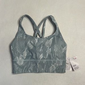 Lululemon NWT Energy Longline Bra Reverberate Chevron Jacquard Silver Blue White